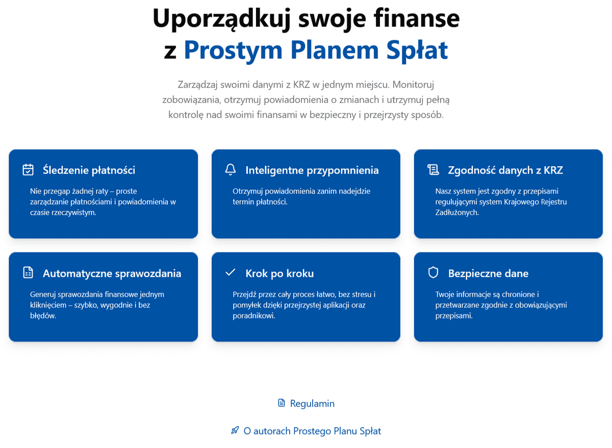 Prosty Plan Spłat - National Debtors Register Debt Management Platform